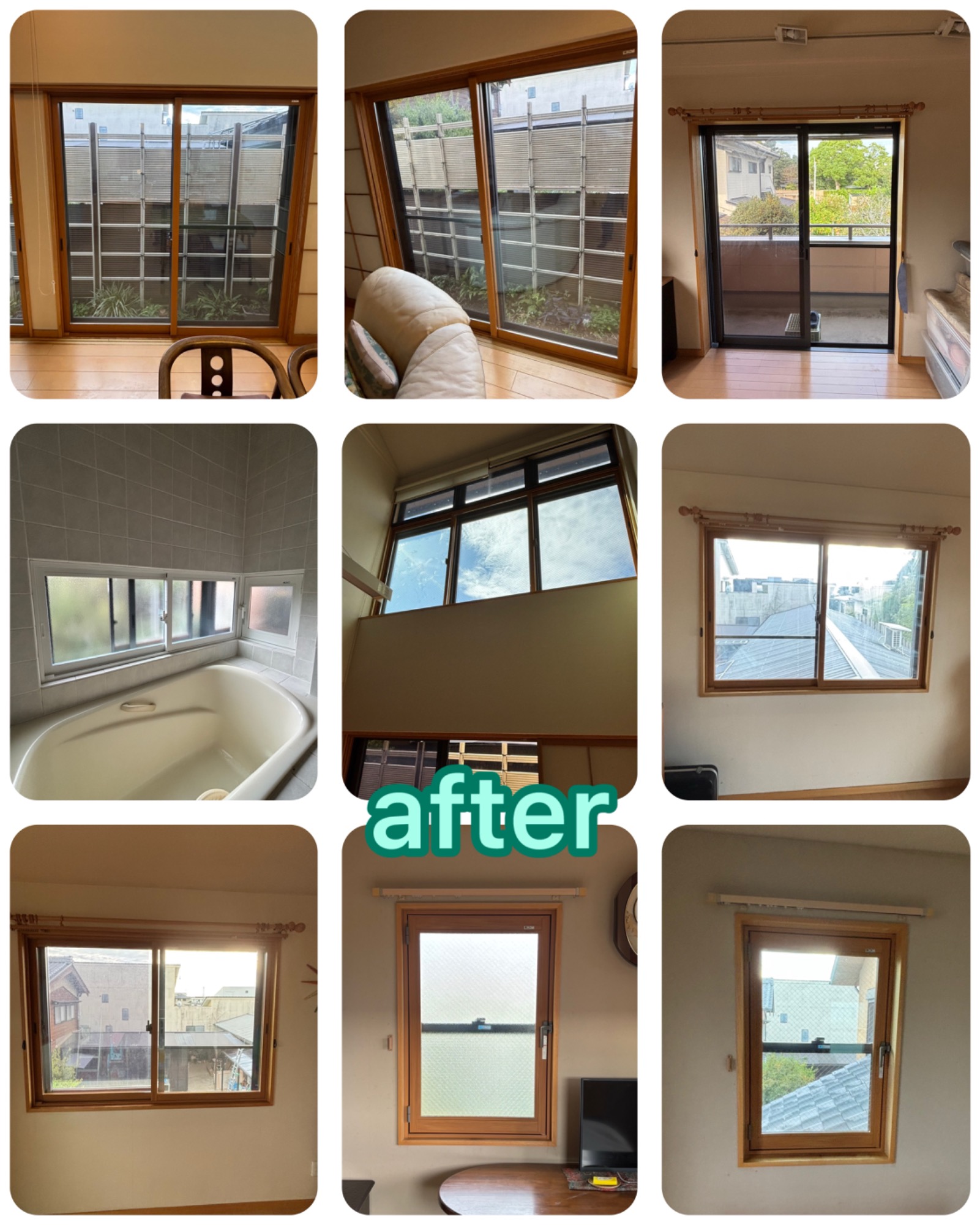 13窓分の内窓を取付けと 1窓分の硝子交換をさせていただきました。